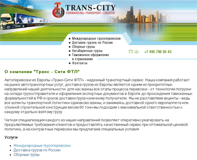 "Транс - Сити ФТЛ"
транспортная компания